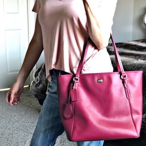 Large Maroon Coach Tote Purse